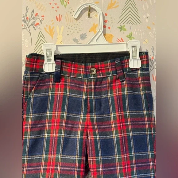 Janie & Jack Plaid Christmas Dressy Toddler Boys Adjustable Trousers 18-24 Mos - Picture 2 of 15